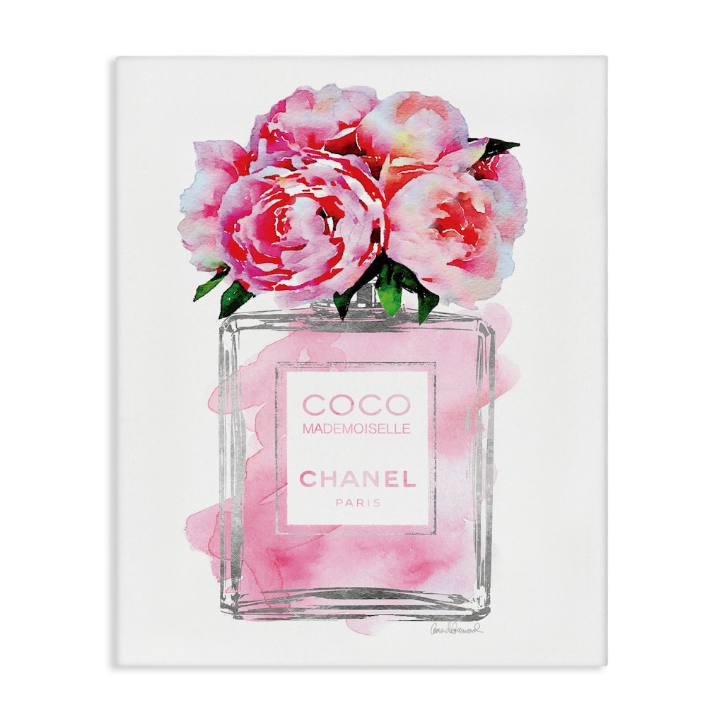 Stupell Glam Perfume Bottle V2 Peony Stretched Canvas Wall Art