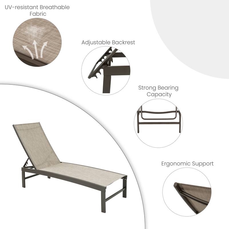 VredHom Outdoor Furniture Patio Chaise Lounge with Side Table - 76.38 " L x 23.62 " W x 13" H