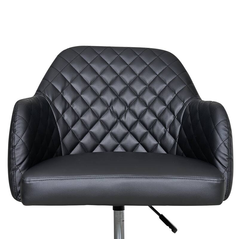 VECELO Contemporary PU Leather Drafting Chairs(Set of 2) Task Chair with Metal Frame and Back Home Ofiice Chairs