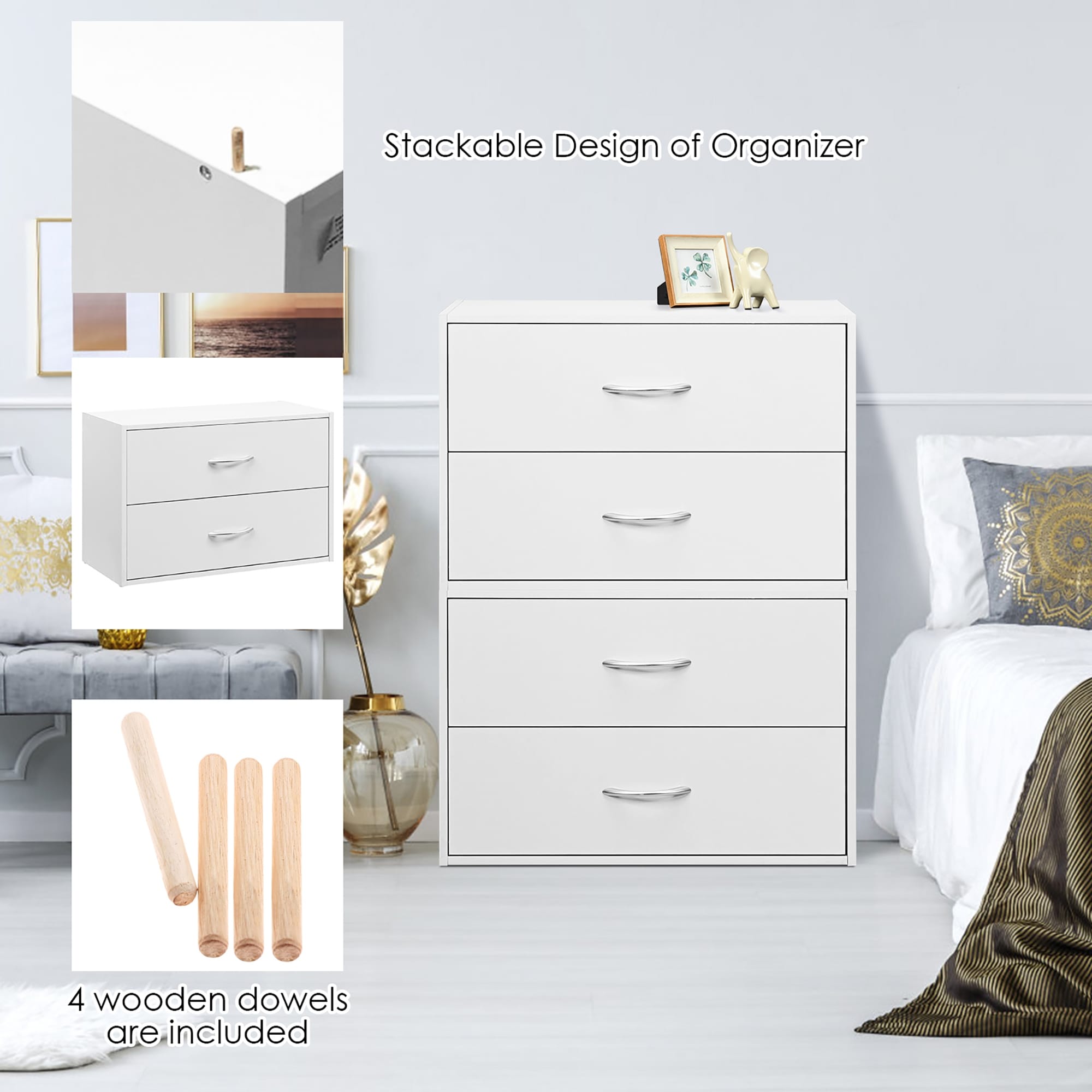 Stackable Storage Cabinet Horizontal Organizer with 2-image