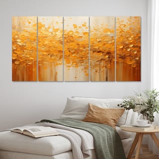 Designart "Amber Glow III" Abstract Landscape Metal Wall Decor Set