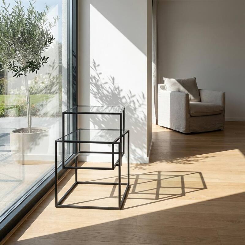 Modern Minimalist Sofa Glass Side Table