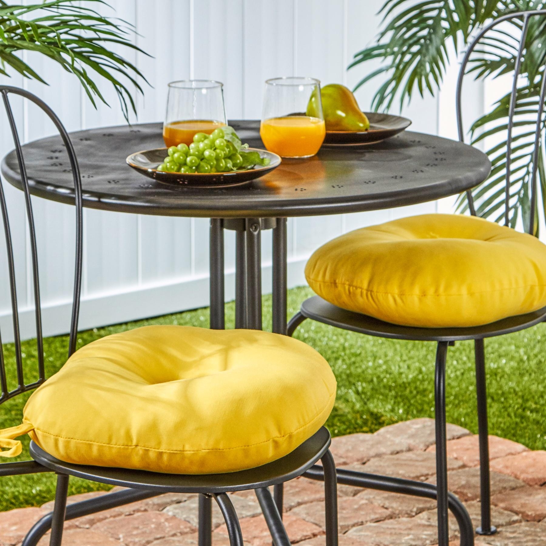 15 inch Round Outdoor Sunbeam Yellow Bistro Chair Cushions Set of 2