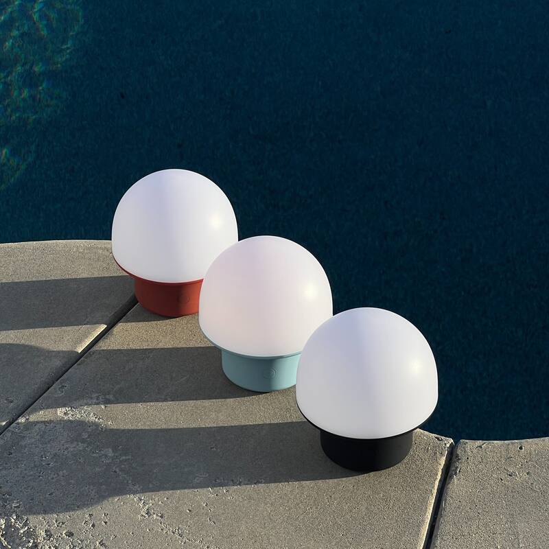 Portobello 6.6 in Sleek Matte Red Modern Portable Indoor/Outdoor Integrated LED Bedside Table Lamp with Built-In Dimmer