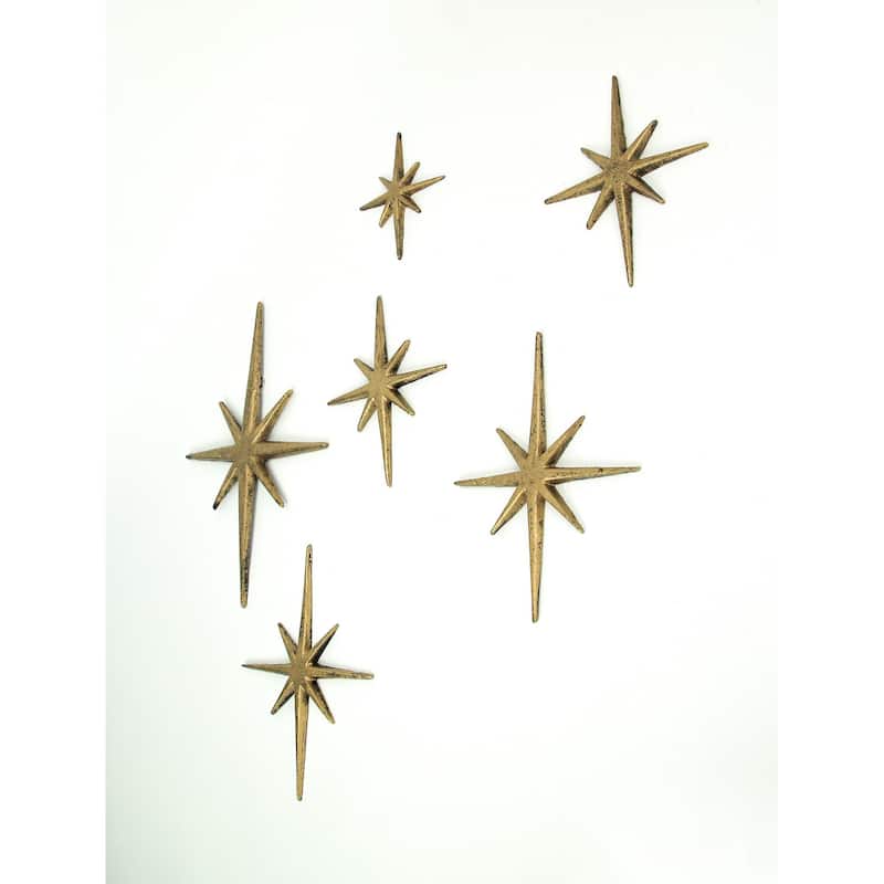 Set Of 6 Cast Iron Starburst Wall Hangings Mid Century Modern 8