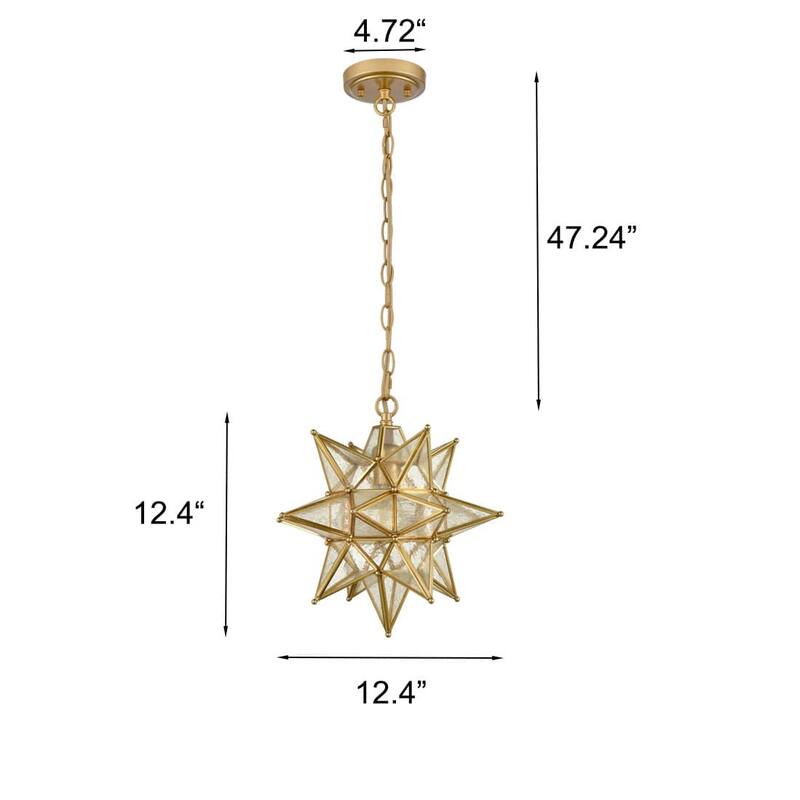 Ibiza Moravian Star Pendant Light Chandelier Seeded Glass 13-Inches