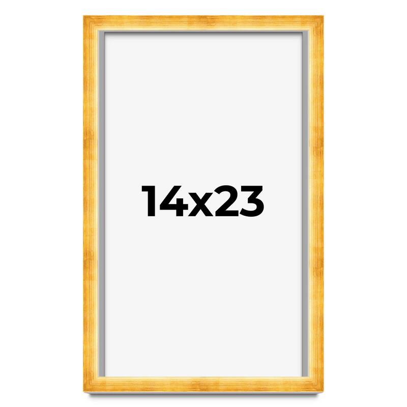 14x23 Shadow Box Frame Gold | 1.625 Inches Deep Real Wood Traditional