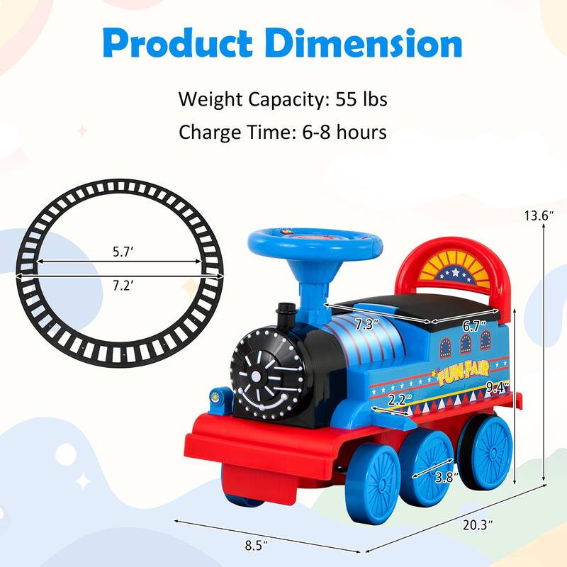 Gymax 6V Electric Kids Ride On Train Motorized Train Toy w/ Track & 6 - See Details