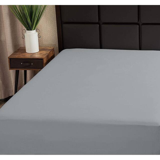 Superity Linen Cotton Fitted Bed Sheet - Full - Grey