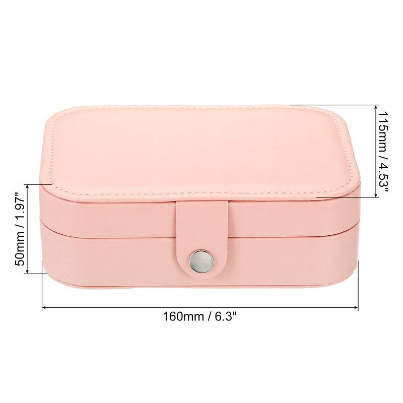 Travel Jewelry Case Small Jewelry Organizer Jewelry Box Double Layer - Pink