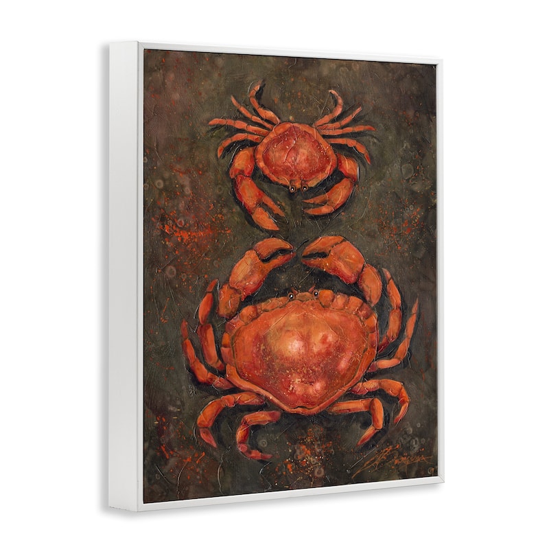 Stupell Small & Large Crab Pair Framed Giclee Art Design By Jody Bergsma