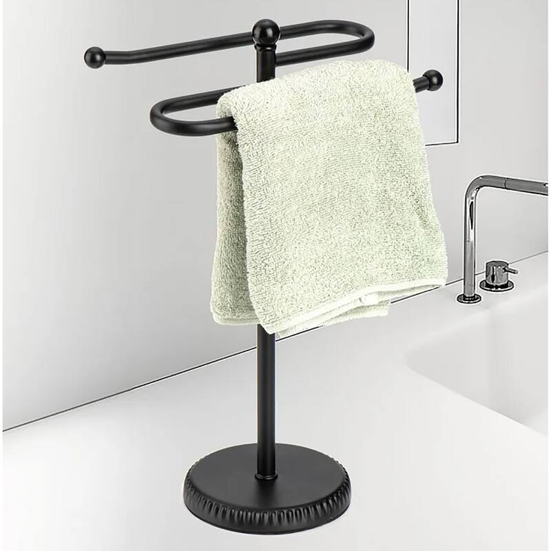 Matte Black Stainless Steel S-Design Fingertip Towel Holder With Heavy Base