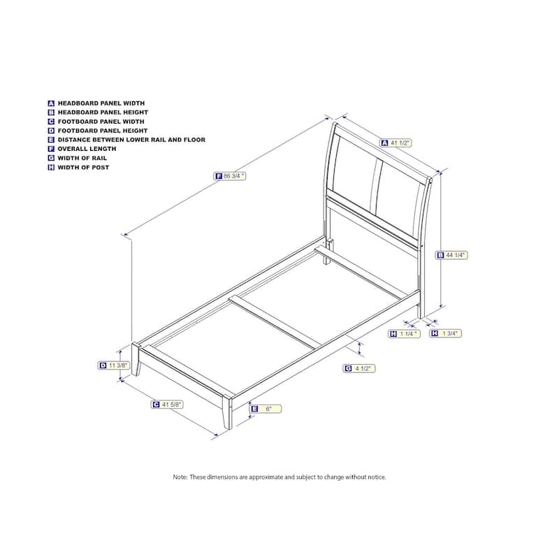 Portland Twin XL Foundation Bed in Walnut