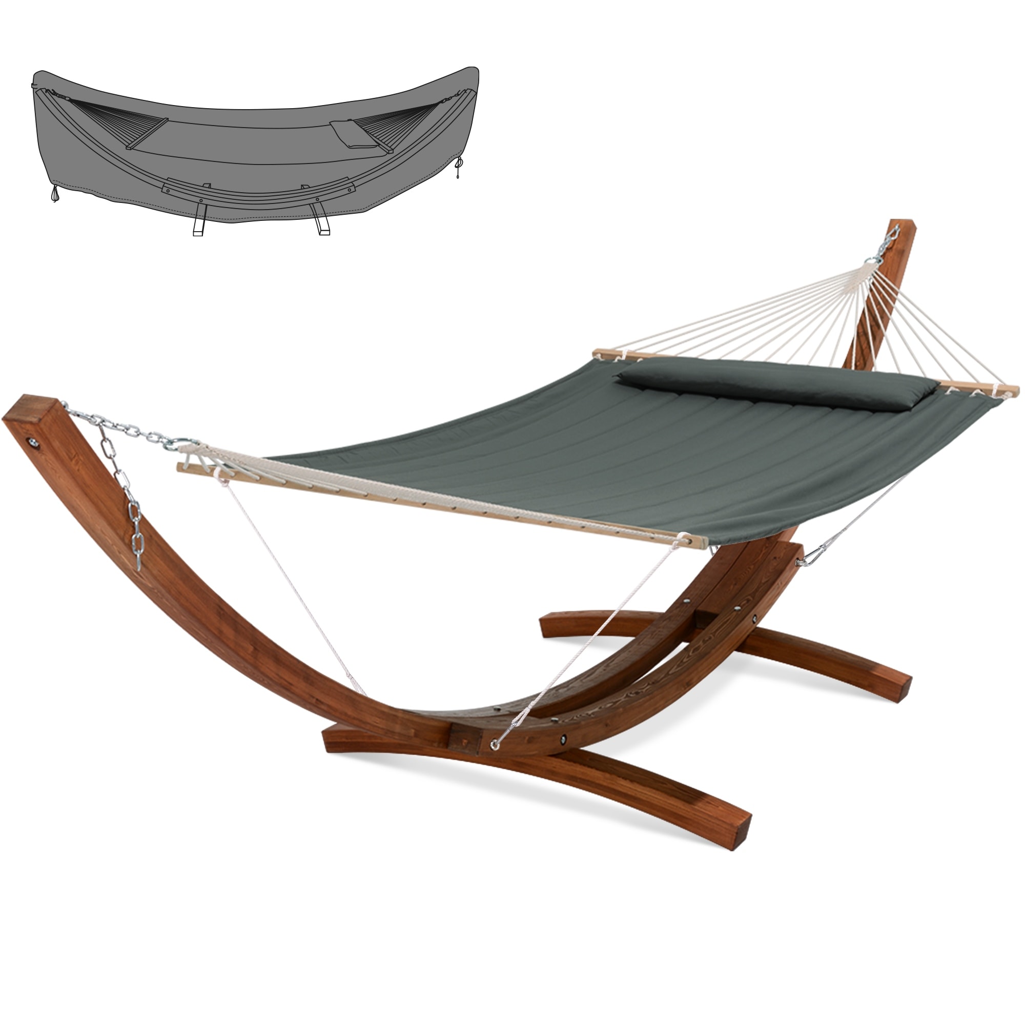 Double Spreader Bar Hammock with Stand and Cover - 162*55.1*48.8 in