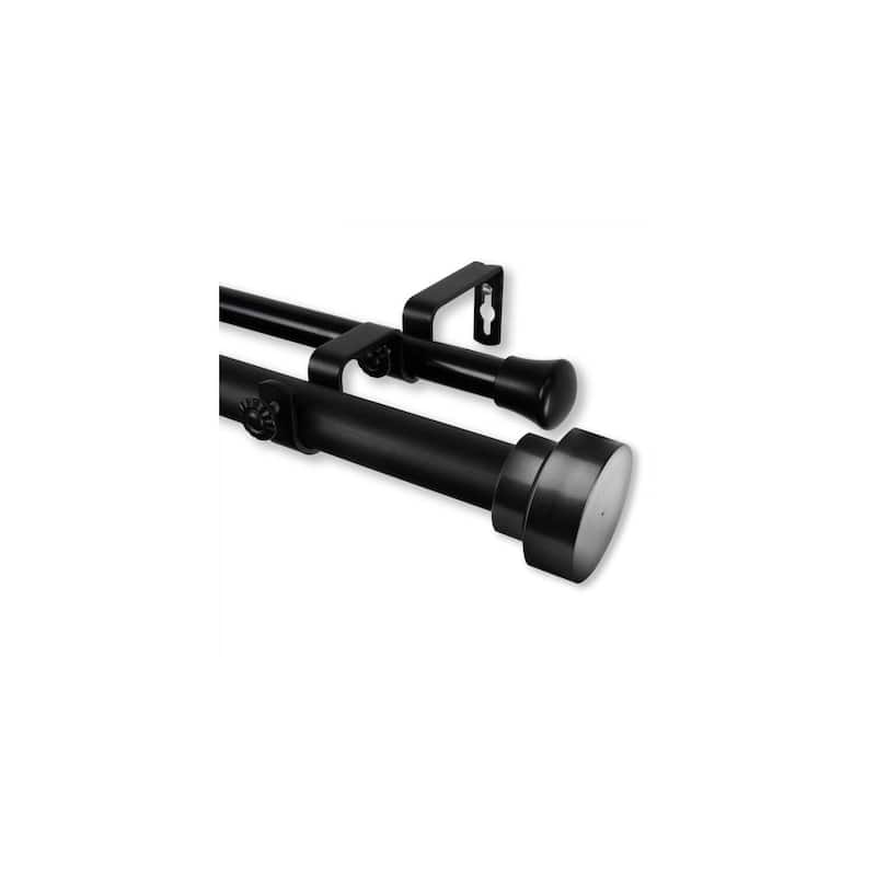 Adjustable Double Curtain Rod 160-240 Inch Black, Modern Decor, Custom Window Treatment Rod - M