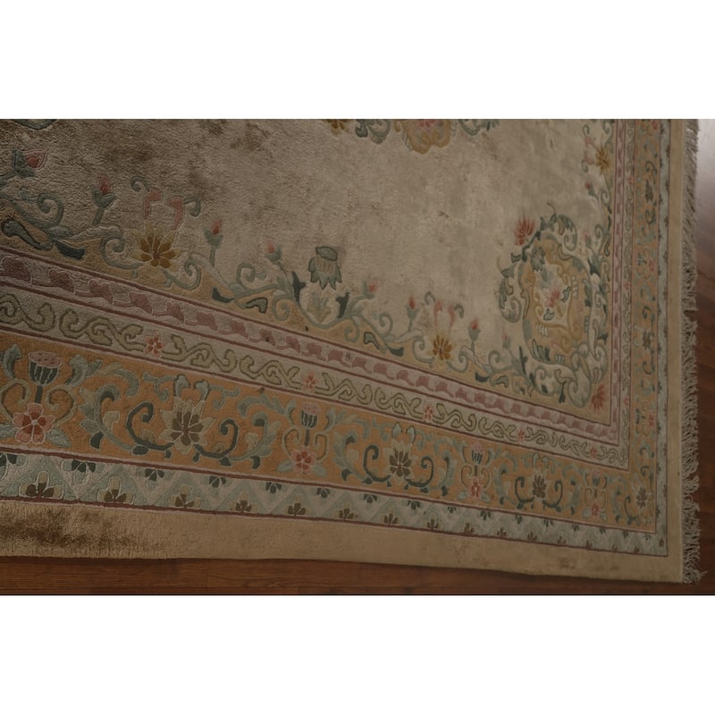 Handmade Art Deco Chinese Antique Area Rug Oriental Silk Carpet - 7'11" x 10'1"