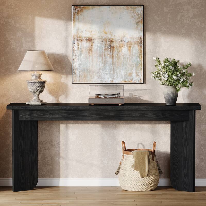 70.9'' Wood Farmhouse Sofa Console Table with Pedestal for Entryway