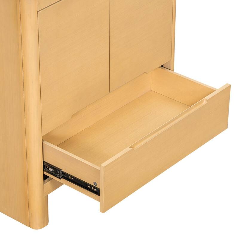 30 Inch Modern Bathroom Vanity with Ceramic Sink, Natural Wood Grain Cabinet, Solid Wood Frame