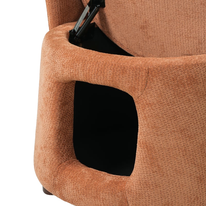 Christopher Knight Home - Modern 2-in-1 Acacia Upholstered Accent Chair with Hidden Pet-Friendly Nook & Convertible Storage Seat