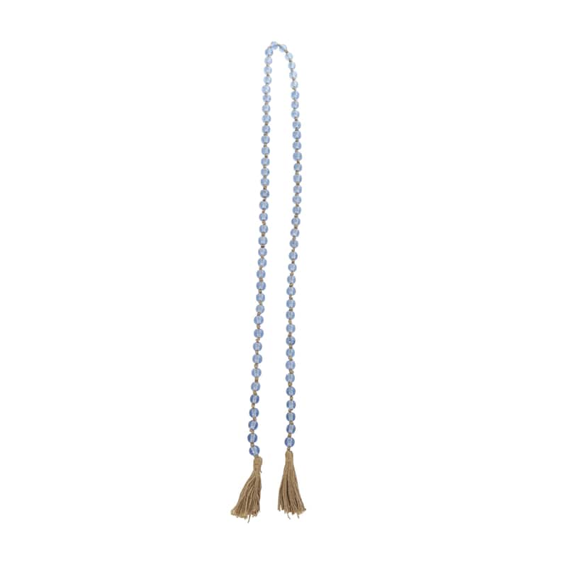 Glass Handmade Round Long Frosted Beaded Garland with Tassel with Knotted Brown Jute - Various Colors - Roche River Decor