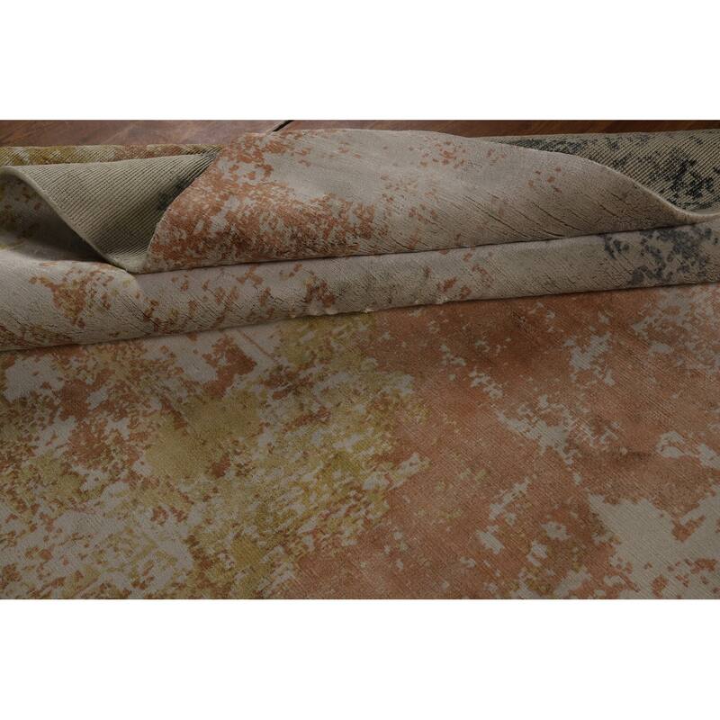 All-Over Abstract Contemporary Area Rug Hand-Knotted Wool Carpet - 5'6" x 8'0"