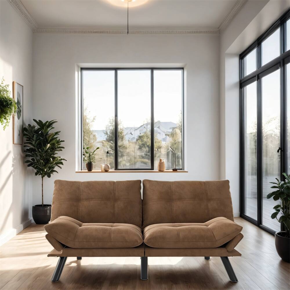 Leatehr Convertible Folding Sofa with Legs