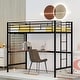 preview thumbnail 1 of 11, Black Twin Size Metal Loft Bed with Desk, Ladder and Metal Grid for Kids, Teens, Girls, Boys Twin - Black
