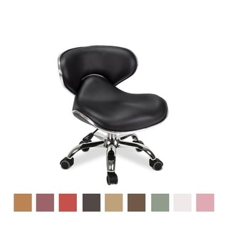 UMI Short Stool Adjustable 13" to 15" Low Rolling Chair with Backrest