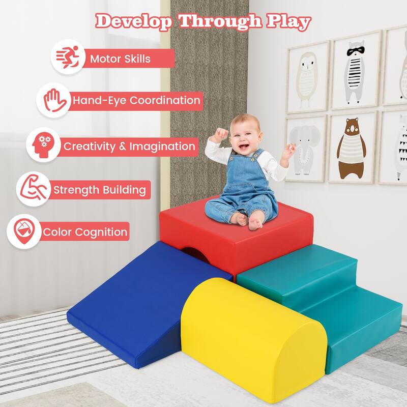 Gymax Kids Climb & Crawl Activity Playset Blocks w/ Waterproof PU - Multicolor
