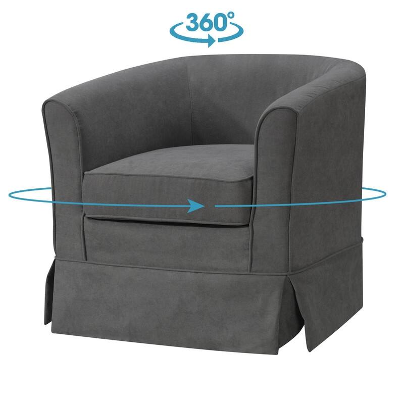 Tucker Woven Fabric Swivel Barrel Chair