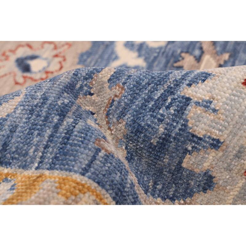 ECARPETGALLERY Hand-knotted Modern Oushak Dark Blue Wool Rug - 8'11 x 12'3