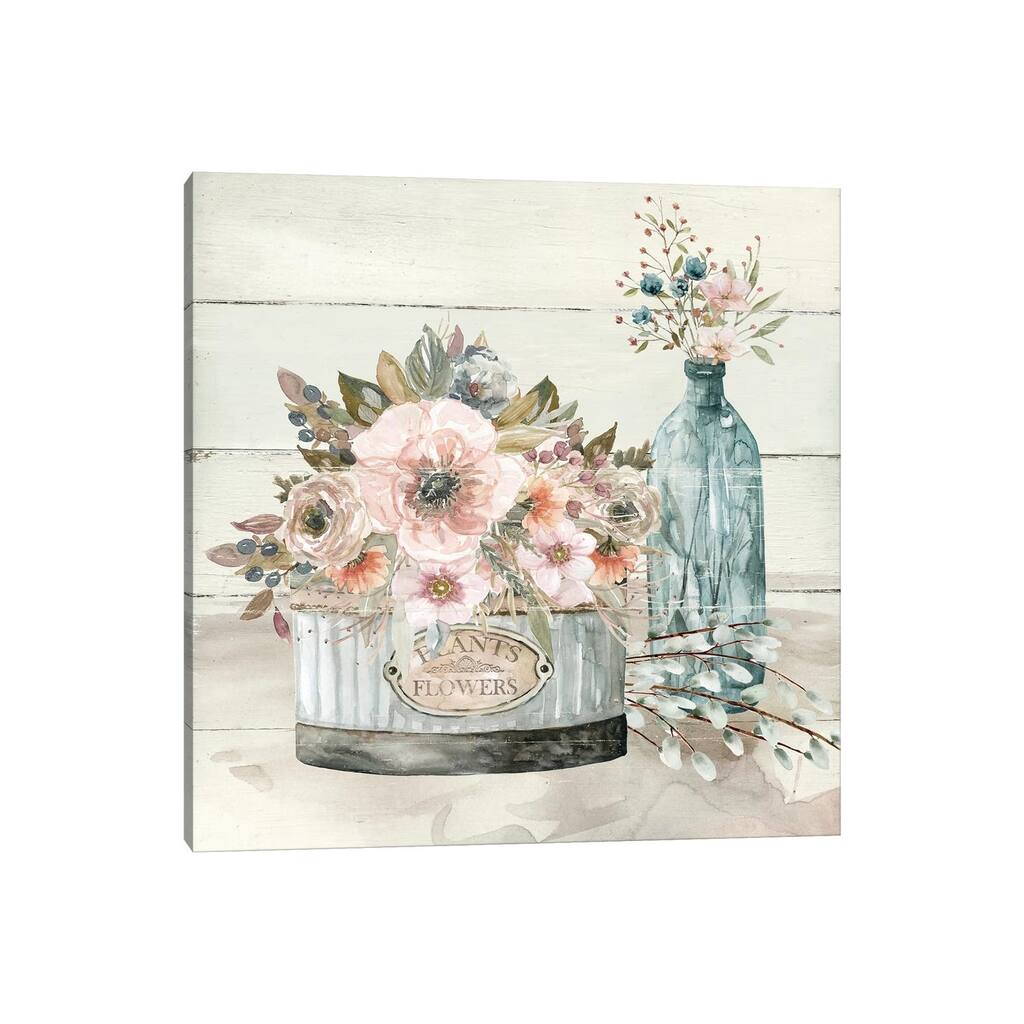 iCanvas "Shiplap Plants & Flowers" by Carol Robinson Canvas Print