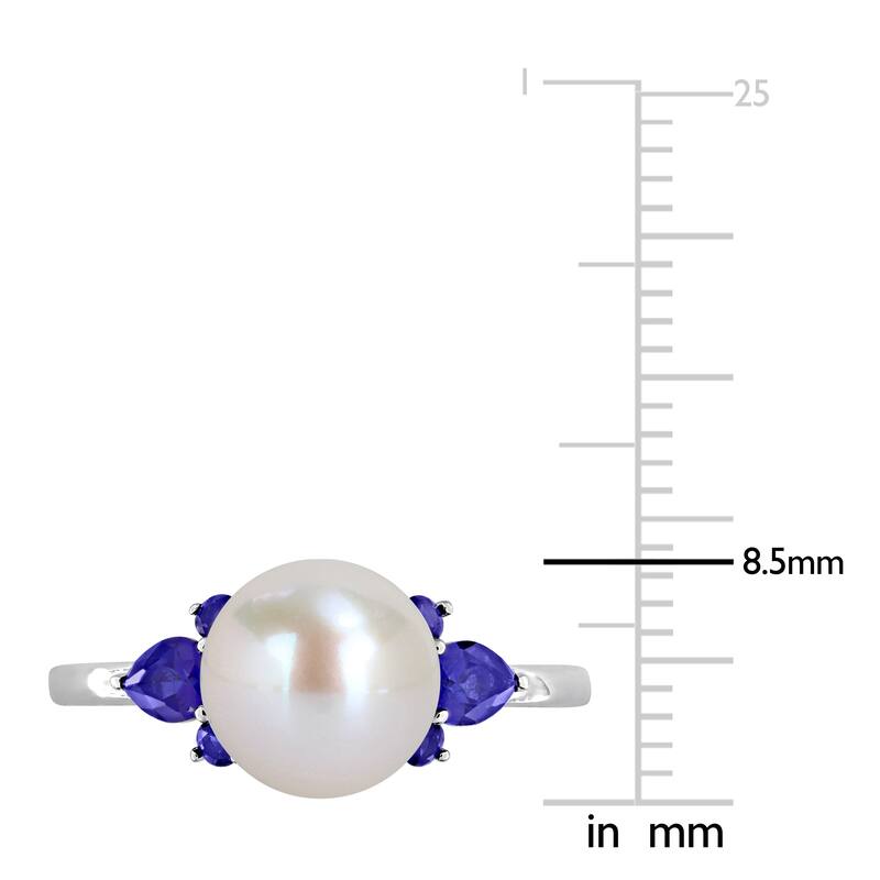 Miadora Cultured Freshwater Pearl and Gemstone Ring White or Yellow 14k Gold