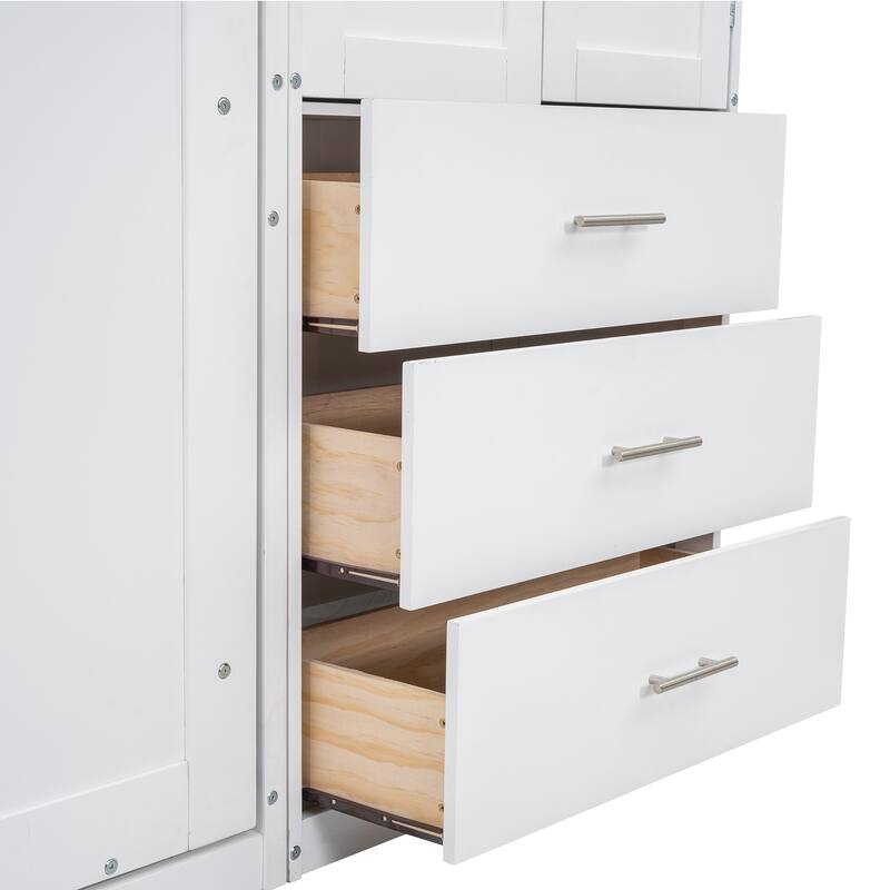 Full Size Modern Murphy Bed with Drawers, Lockers, and Wardrobes