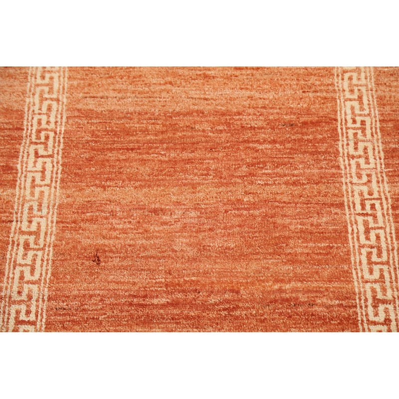 Geometric Bordered Gabbeh Kashkoli Runner Rug Hand-knotted Wool Carpet - 2'5" x 4'8"