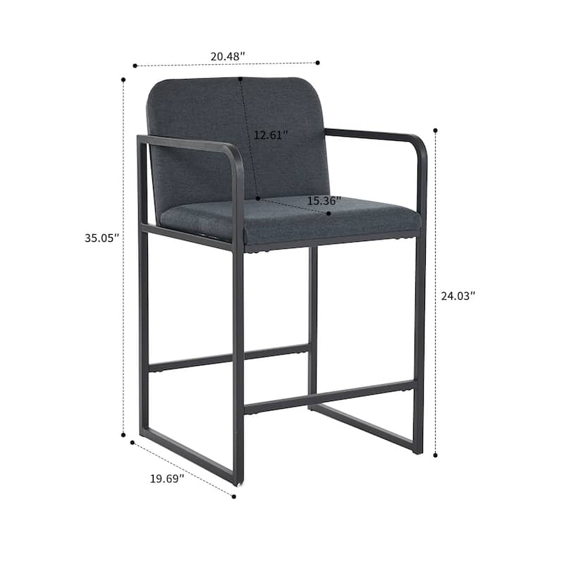 Modern Classic Set of Two Upholstered Bar Stools with Footrest