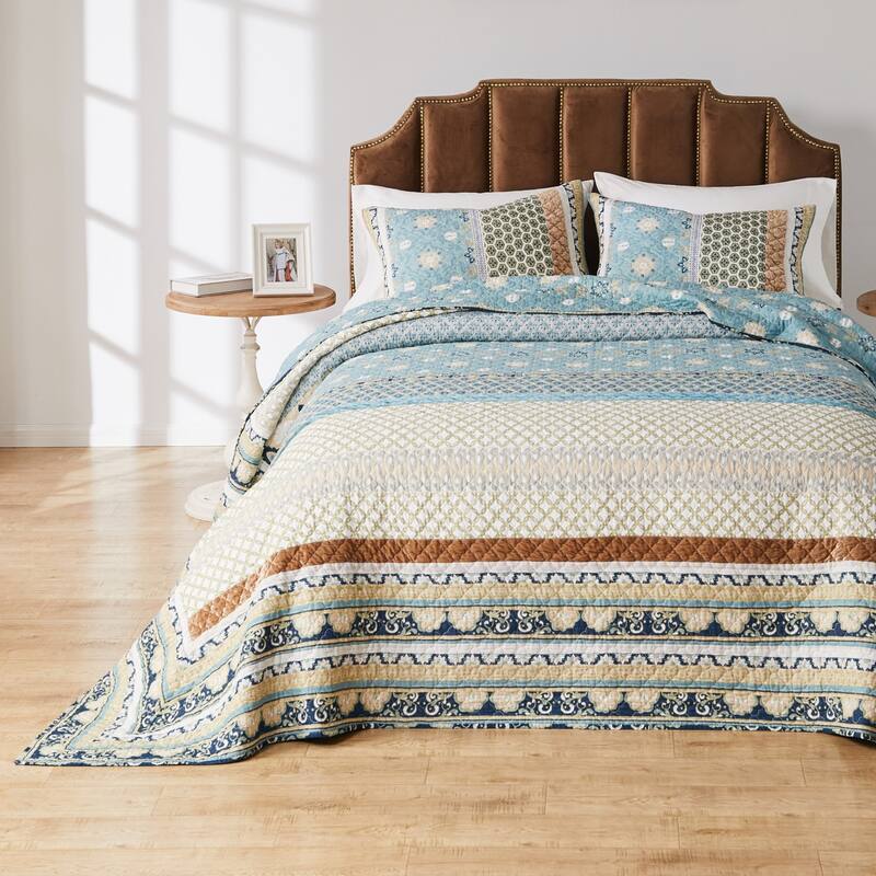 Greenland Home Fashions Thalia Velvet-Embellished Cotton Bedspread Set