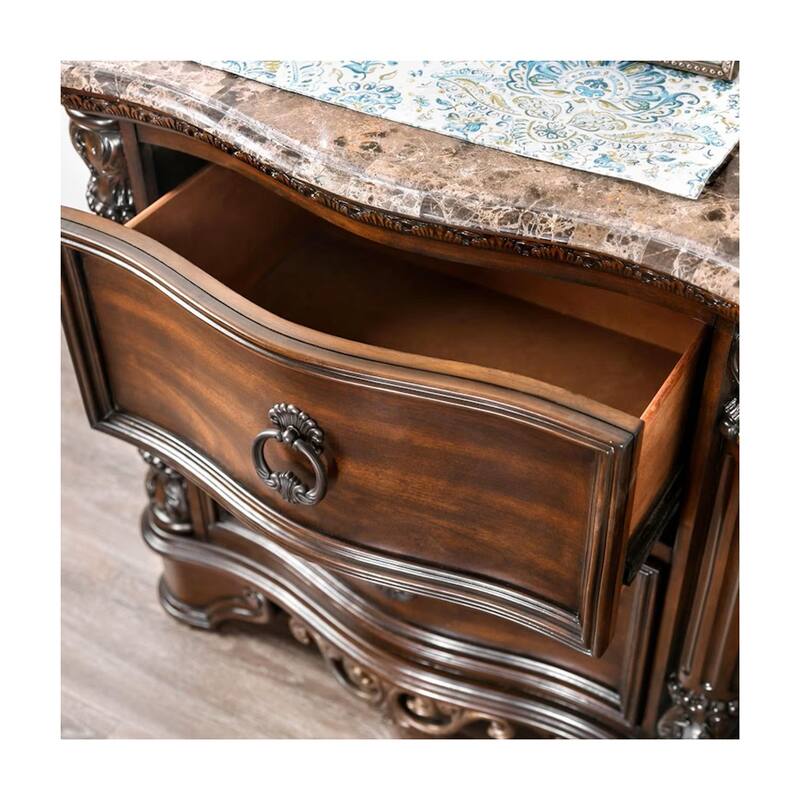 Genuine Marble Top Nightstand with 2 Drawers