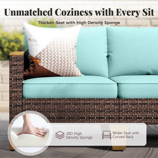 6-11 Piece Patio Outdoor Wicker Sectional Sofa Half-Moon Furniture Set Large Seating Conversation Sets with Fire Pit Table