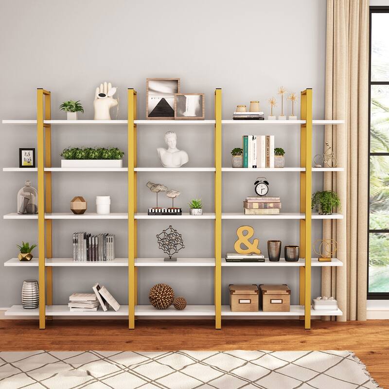 5 Tier Bookshelf Wide Display Shelves Bookshelves