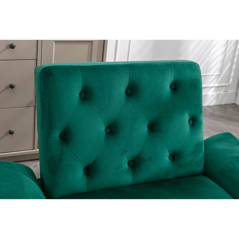 Bottom Tufted Accent Lounge Chair with Adjustable Arm and Back