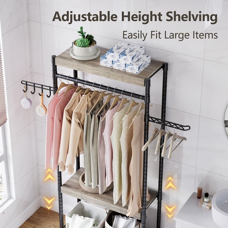 5-Tier Grey Wood Over The Washer and Dryer Storage Shelf for Laundry Room - 30" wide