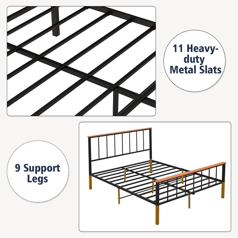 Gymax Full/Queen Size Metal Platform Bed Frame Mattress Foundation