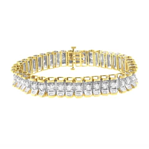 14K Yellow and White Gold 5 ct TDW Diamond Tennis Bracelet (H-I, I1-I2)