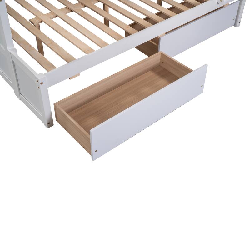 Twin Over Twin Wood Bunk Bed, Convertible Solid Wood Bunkbed Frame