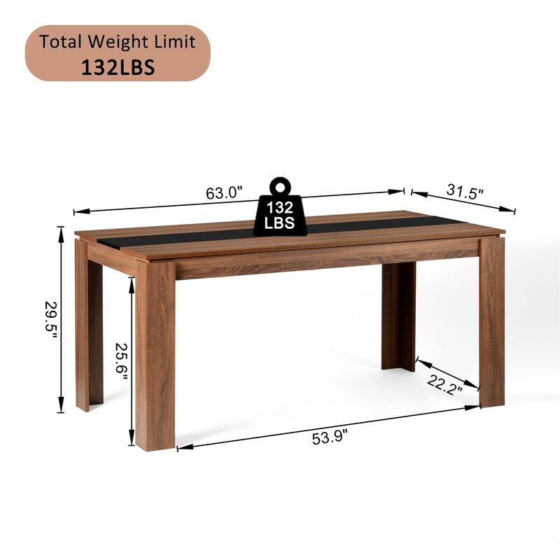 HomyLin Rectangular Wooden Kitchen Dining Table for 4-8
