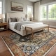 preview thumbnail 1 of 11, ROW ROW Gemma Bohemian Center Medallion Rust/ Blue Area Rug