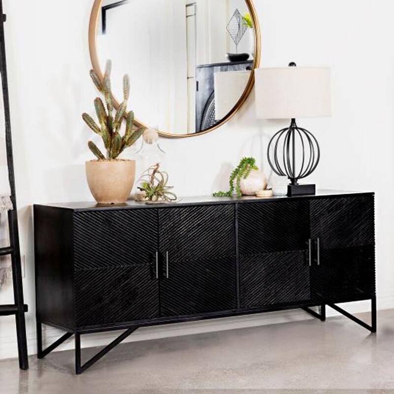 Accent Cabinet with Metal Frame in Black