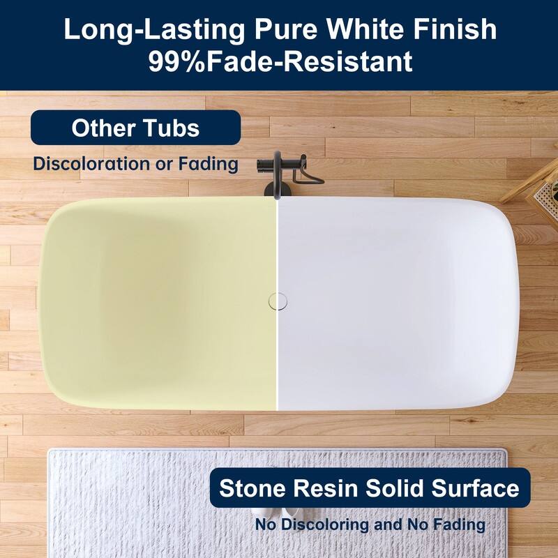 MEDUNJESS 71'' Freestanding Bathtub Solid Surface Soaking Tub
