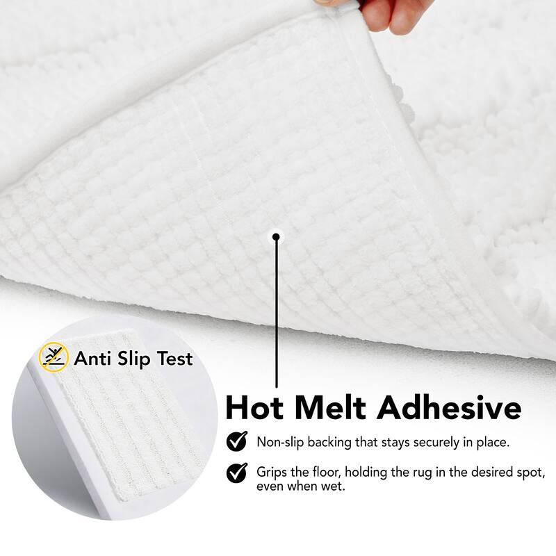 Deconovo Non Slip Chenille Striped Bath Mat Soft Durable